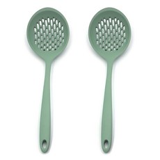粉彩矽膠撈勺 大, 深綠色, 2個