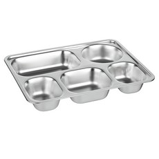 Plarar 深方型不鏽鋼餐盤 中型 5格, 1個, 分隔型 銀色