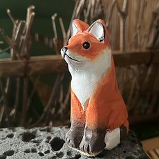 Homeflow 靜坐紅狐 木雕 木雕像, 混合色