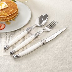 장듀보 라귀올 디너 스푼 + 포크 + 나이프 세트, 화이트, 1세트