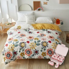 花朵印花棉質被套+固定夾 6入, 13型