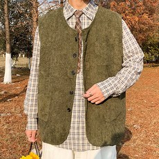 男士燈芯絨系列口袋日常保暖背心