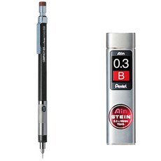 Pentel 飛龍文具 Graphlet 自動鉛筆 PG503-ED + Ain Stein 自動鉛筆芯 B 套組, 0.3mm, 1套