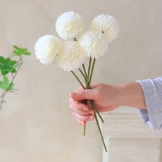 Scent Basket 乒乓人造菊花, 象牙白, 5個