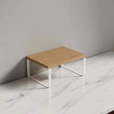 마켓피아 모니터 받침대 데스크 정리대 미니 테이블 대형 30 x 20 x 16.2 cm, 나무 색상 + 흰색 프레임