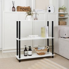 SixPoints Berni 黑色室內裝飾收納架 善用空間木質客廳縫隙架邊桌, 3層, 白黑色