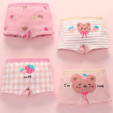 女童小熊圖案4角內褲 4入