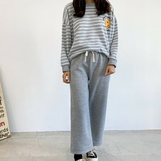 피어니스트 스트라이프 스마일 긴팔 와이드 팬츠 세트
