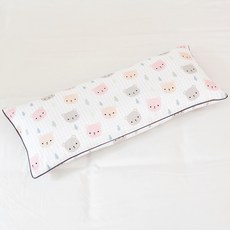 ahtty blanc 嬰幼兒用純棉寬版四季防蟎可調高度枕頭, 格紋小熊