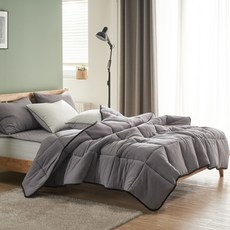 reona 飯店風簡約水洗換季被, 灰色