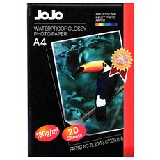 JOJO 亮面相片紙 180g A4 防水高光澤噴墨相片紙, 20張