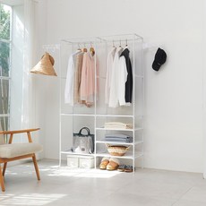 普利托系統方塊更衣室移動式衣架, 白色