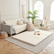 하모니홈 마마 오가닉 3단 접이식 메모리폼 토퍼, 아이보리, 6cm