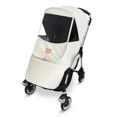 Manito 麻花布貼布 Bugaboo Bee Dragonfly 專用嬰兒推車防風罩, 小熊奶油色