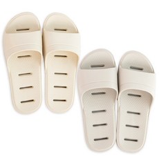 低腳背EVA柔軟浴室拖鞋 2款, 白色 + 淺灰色, 1組