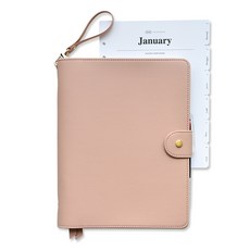 PLEPIC 自由式活頁夾 6 孔日記本封面 A5 + 索引套組, 1套, 裸粉色