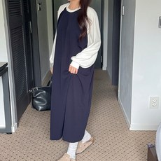 봉봉스토리 페어 배색 나그랑 임산부 원피스