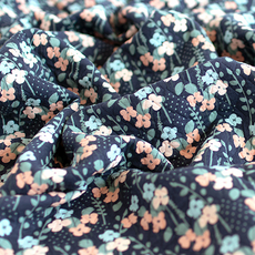 棉質鋪棉針織花朵圖案Erna花卉布料, 海軍藍, 1個