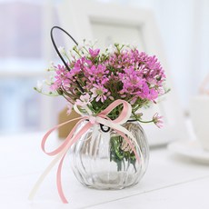 행복한마을 조화 핑크 블라썸 미니꽃 화병 세트, 핑크(꽃송이), 1세트