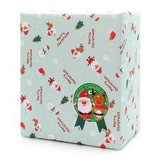 피크닉앤패키지 포장지 10p + 스티커 10p 세트, 산타와루돌프, 1세트