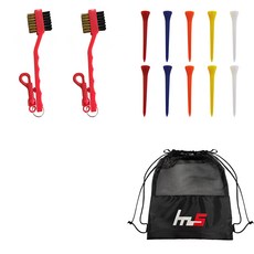 NAYA STYLE 高爾夫球桿頭清潔劑 2p + 塑料高爾夫長 T恤 10p + 袋套組 GFYP-32-1+167-3PU, 隨機發貨（高爾夫球座）