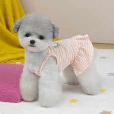 PASTEL PET 狗狗幼犬條紋連身裙, 珊瑚色, 1個