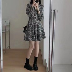 레몬소울 마릴 플라워 패턴 퍼프소매 원피스 07322 빅사이즈 포함