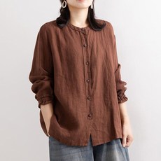 Andaromi 女款秋季中年羅紋袖口襯衫