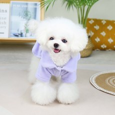 Lanboer 寵物款翻領絨布連身裙, 紫色