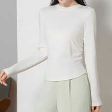 女款純色打底桑蠶絲親膚圓領上衣