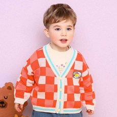 mollimelli 兒童名人V領格紋針織開襟衫