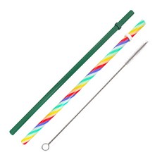 STARBUCKS 星巴克 綠色環保吸管+彩虹環保吸管+洗滌刷組, 1組