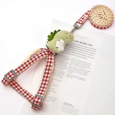 반려동물 요런개 러블리 공룡 하네스 + 리드줄 세트, 03레드, 1세트