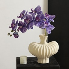 Souplace 人造花 紫色花卉人造花 + 花瓶套組 S261-0213, 白色(S261-0213WON), 1套