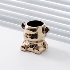 Mondspot Objet 小熊陶瓷迷你甜點叉匙餐具筒 YY57440, 金色, 1個