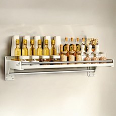 soonZAM 免鑽孔多功能廚房壁掛式收納架, 1個, 白色