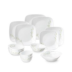 Corelle Brands 康寧餐具 Green Delight 韓式方形雙人13件餐具組, 混合色, 13種, 1套