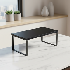 마켓피아 모니터 받침대 데스크 정리대 미니 테이블 소형 40 x 19 x 14.2 cm, 블랙 + 블랙 프레임