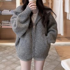 MEICHEL 女款 Redico 圈圈紗寬鬆日常高領厚實拉鍊外套 12155