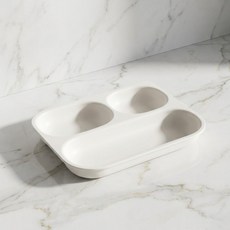 탁가온 유아용 네모 3구 미끌림방지 깊은 식판, 아이보리, 1개