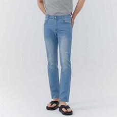 男士涼感夏季直筒彈性隱藏式鬆緊帶牛仔褲 CS010203