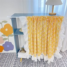 daysoy 花卉蕾絲遮蔽桿式窗簾, NO 02 黃色
