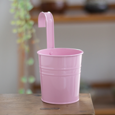 微笑彩色一體式陽台掛式花盆, 粉紅色, 1個