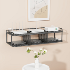 Albert Hyun 免鑽孔 鐵製 WiFi分享器 層架 機上盒支架 收納盒 60 x 13 x 19 cm, 類型5, 1個