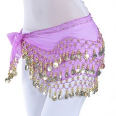 marketpia 女性雪紡肚皮舞臀巾, 淺紫色金色