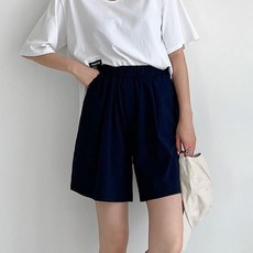 뜨개진 여성용 허리밴딩 와이드 베네치아 3부 팬츠