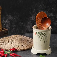 몬드스팟 도자기 물빠짐 세라믹 젓가락 수저통 받침대 세트 YY57423, C, 1세트