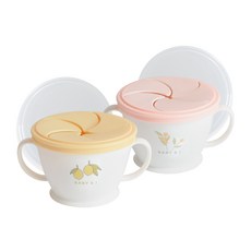 BABY&I 零食杯 2入, 芥末黃+珊瑚粉, 1組