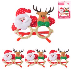 PARTYSHOW 聖誕角色眼鏡 聖誕老人魯道夫, 混色, 4個