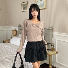 시크블랙 여성용 루드샬 리본 볼레로 나시 세트 cpcd3247k47